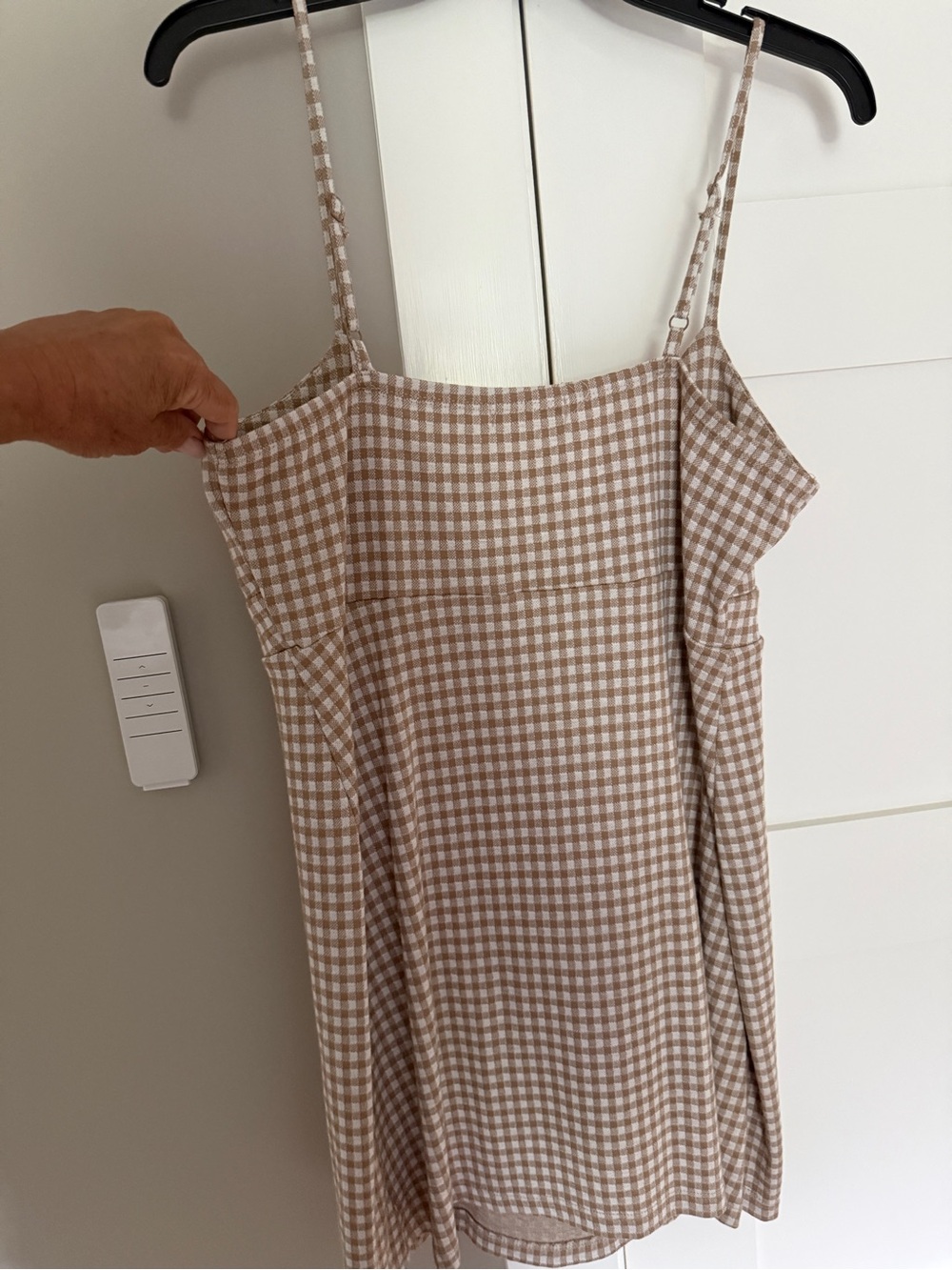 Altar'd State Beige & White Gingham Slip Dress - Picture 2 of 4